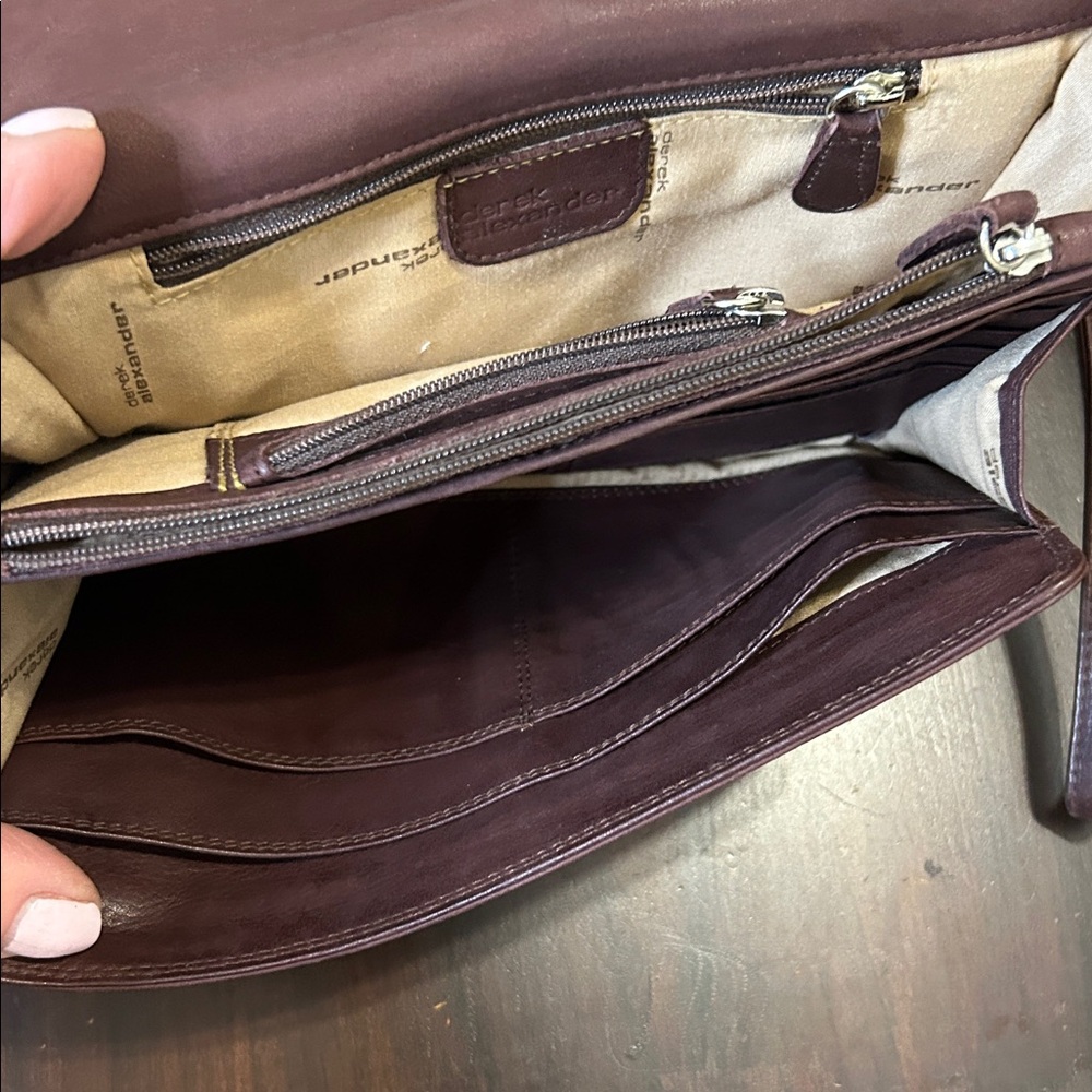 Derek Alexander Leather Crossbody Handbag Half Flap Organizer - Picture 6 of 16